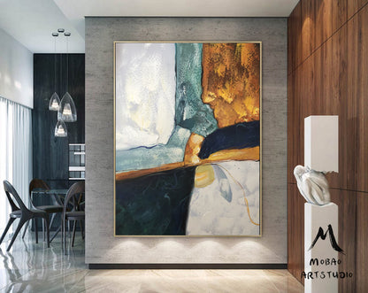 Original Abstract Painting, Minimalist Painting, Large Abstract Painting, Green Painting Gold Painting,Large Wall Canvas Painting #Great Man