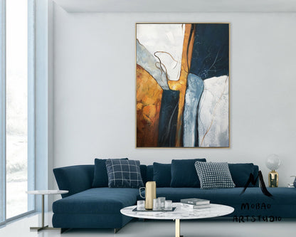 Large Abstract Painting,Dark Green Painting Gold Painting, Minimalist Painting,Original Abstract Painting, Living Room Wall Art #Volcano
