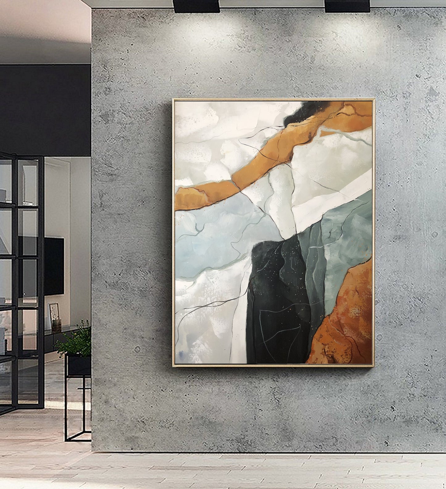 Original Abstract Painting,Green Painting White Painting, Minimalist Painting, Large Abstract Painting, Living Room Wall Art #Sea of clouds