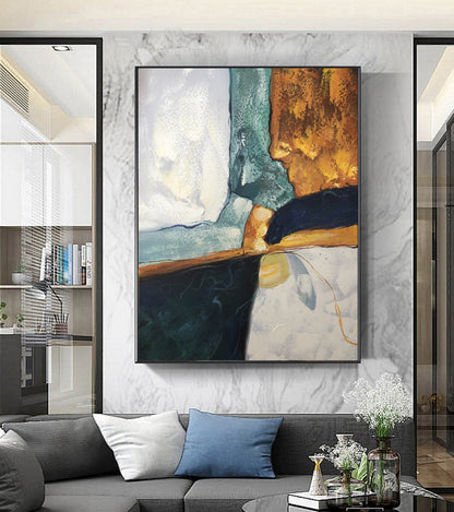 Original Abstract Painting, Minimalist Painting, Large Abstract Painting, Green Painting Gold Painting,Large Wall Canvas Painting #Great Man