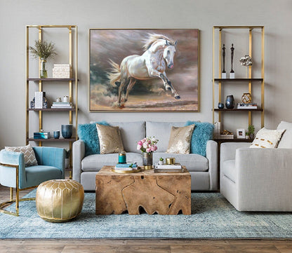 White Horse Painting Large Canvas Art Horse Decor Horse Oil Painting Large Oil Painting Horse Wall Art Large Wall Art Living Room Art #M5140