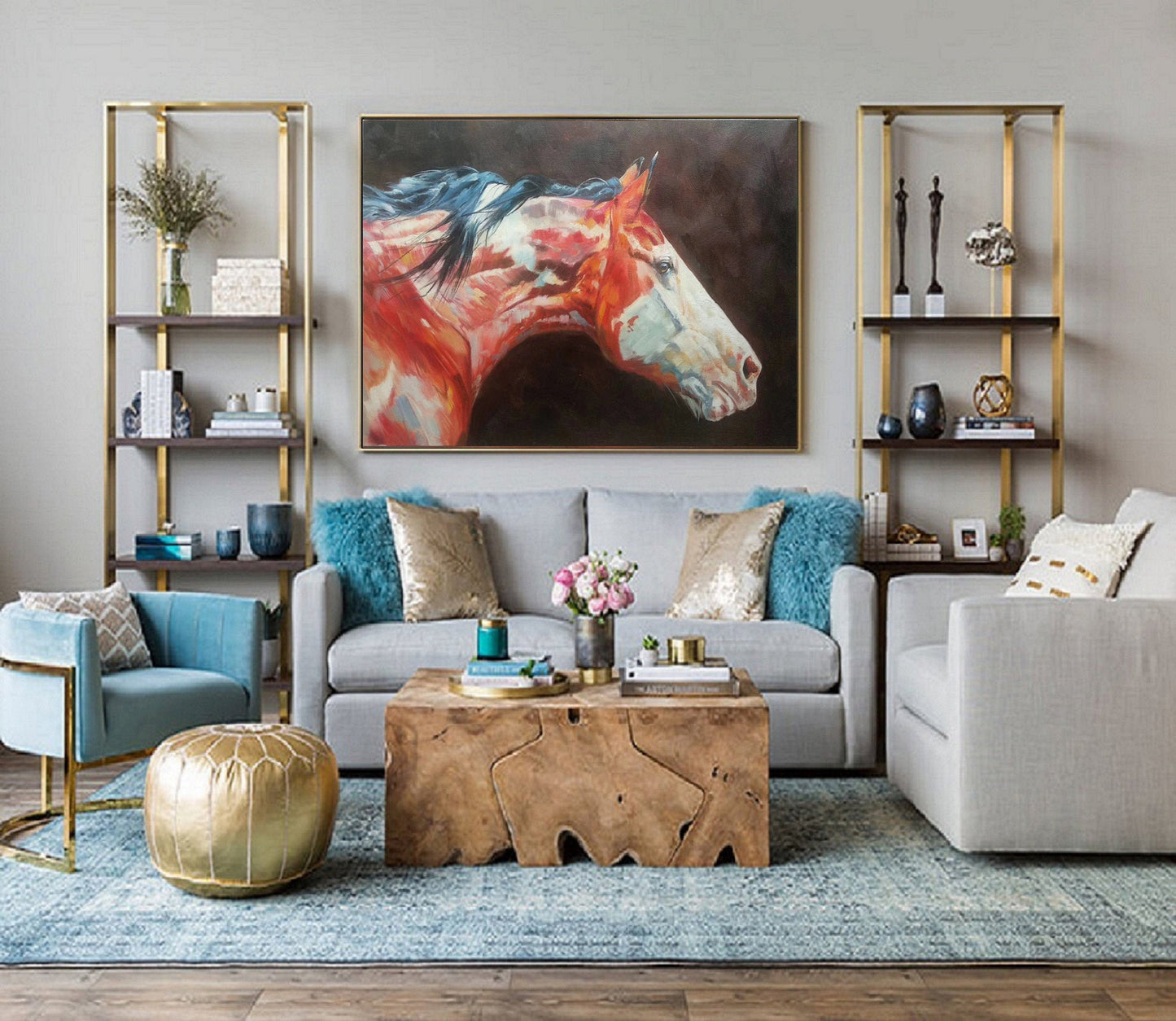 Large Horse Painting Large Canvas Art Horse Decor Horse Oil Painting Large Oil Painting Horse Wall Art Large Wall Art Living Room Art #M5139
