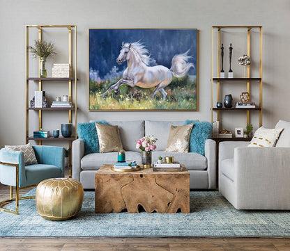 Large Canvas Art Horse Decor Horse Oil Painting White Horse Painting Large Oil Painting Horse Wall Art Large Wall Art Living Room Art #M5138