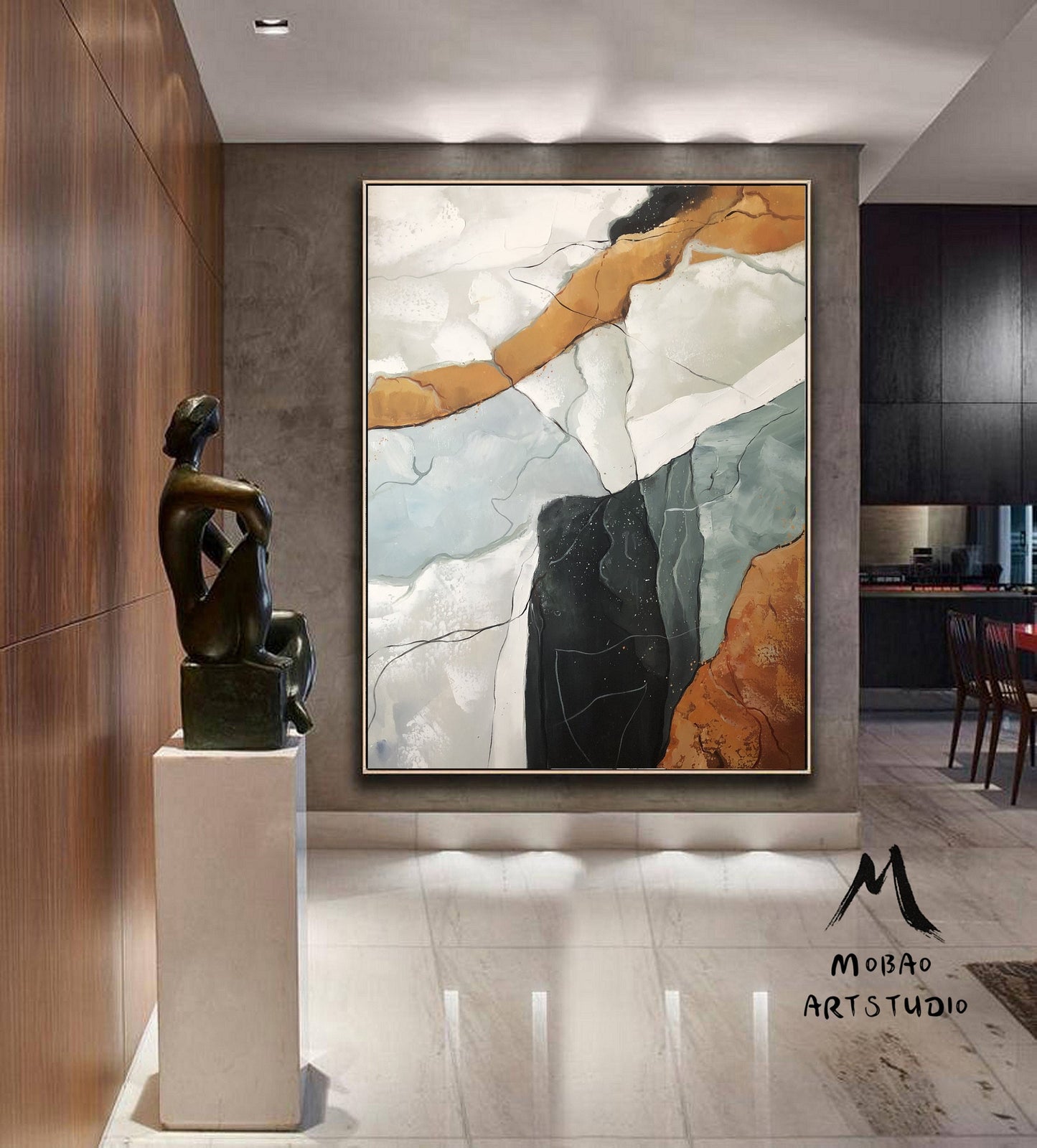 Original Abstract Painting,Green Painting White Painting, Minimalist Painting, Large Abstract Painting, Living Room Wall Art #Sea of clouds