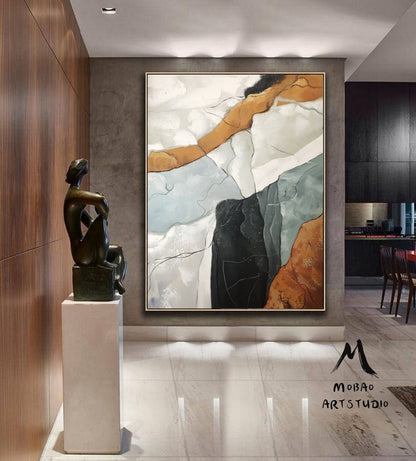 Original Abstract Painting,Green Painting White Painting, Minimalist Painting, Large Abstract Painting, Living Room Wall Art #Sea of clouds