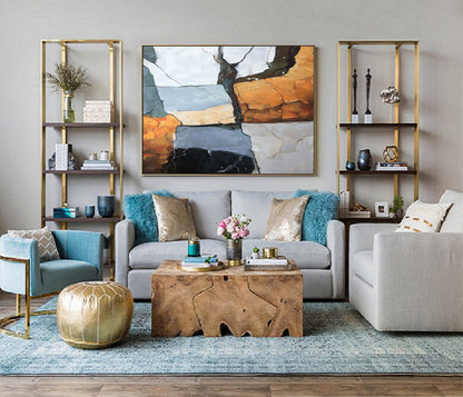 Large Abstract Painting,Gray Abstract Painting , Original Gold Minimalist Abstract Painting, Abstract Painting, Large Wall Canvas Painting