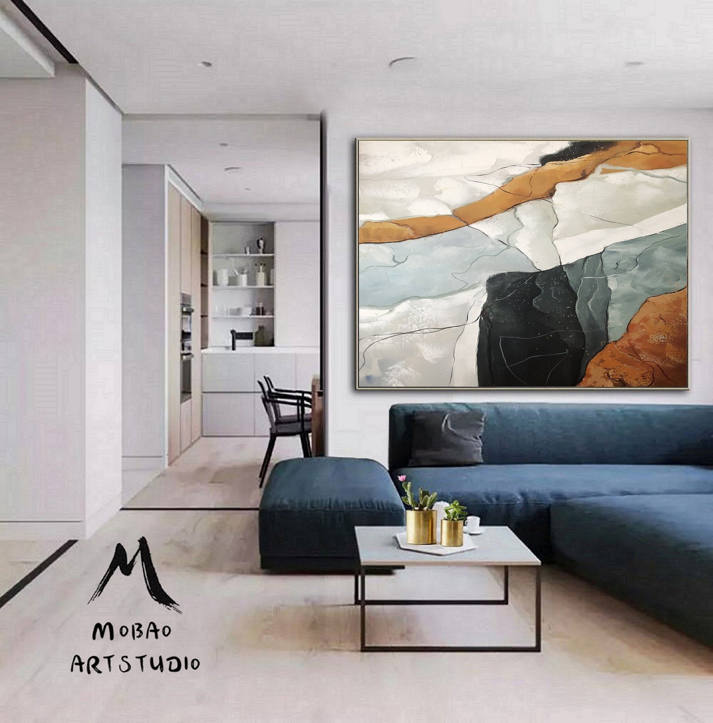 Original Abstract Painting,Large Abstract Painting, Green Painting White Painting, Minimalist Painting, Living Room Wall Art #Sea of clouds