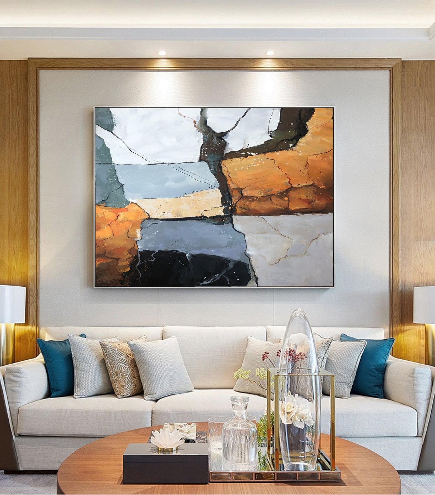 Large Abstract Painting,Gray Abstract Painting , Original Gold Minimalist Abstract Painting, Abstract Painting, Large Wall Canvas Painting