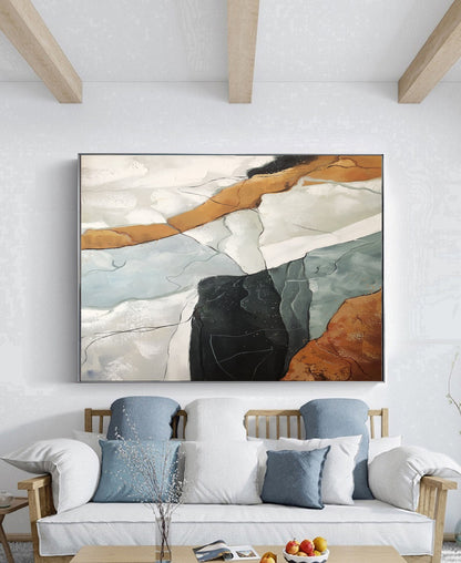 Original Abstract Painting,Large Abstract Painting, Green Painting White Painting, Minimalist Painting, Living Room Wall Art #Sea of clouds