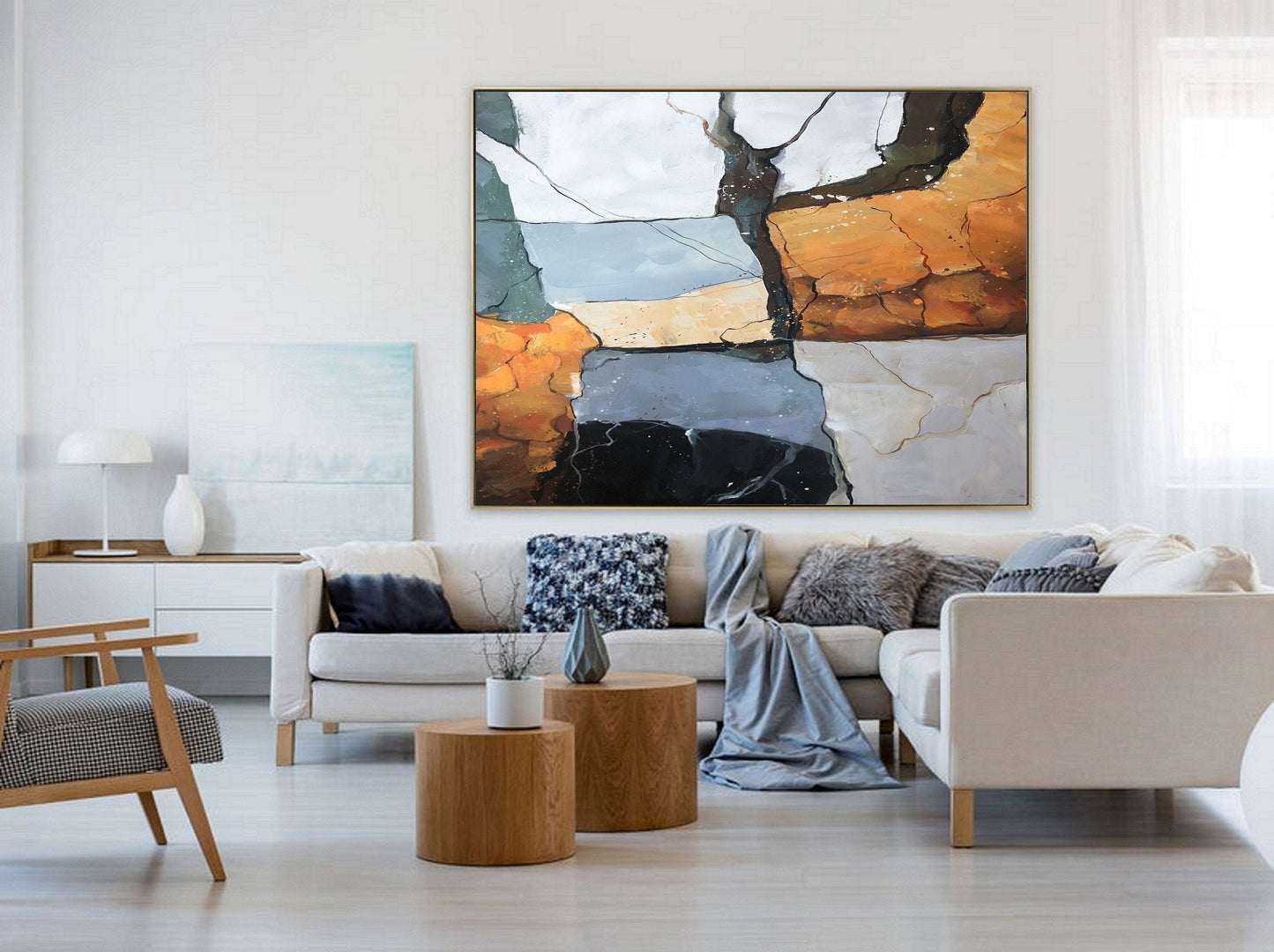 Large Abstract Painting,Gray Abstract Painting , Original Gold Minimalist Abstract Painting, Abstract Painting, Large Wall Canvas Painting