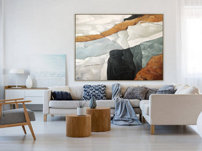 Original Abstract Painting,Large Abstract Painting, Green Painting White Painting, Minimalist Painting, Living Room Wall Art #Sea of clouds