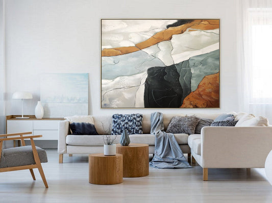 Original Abstract Painting,Large Abstract Painting, Green Painting White Painting, Minimalist Painting, Living Room Wall Art #Sea of clouds