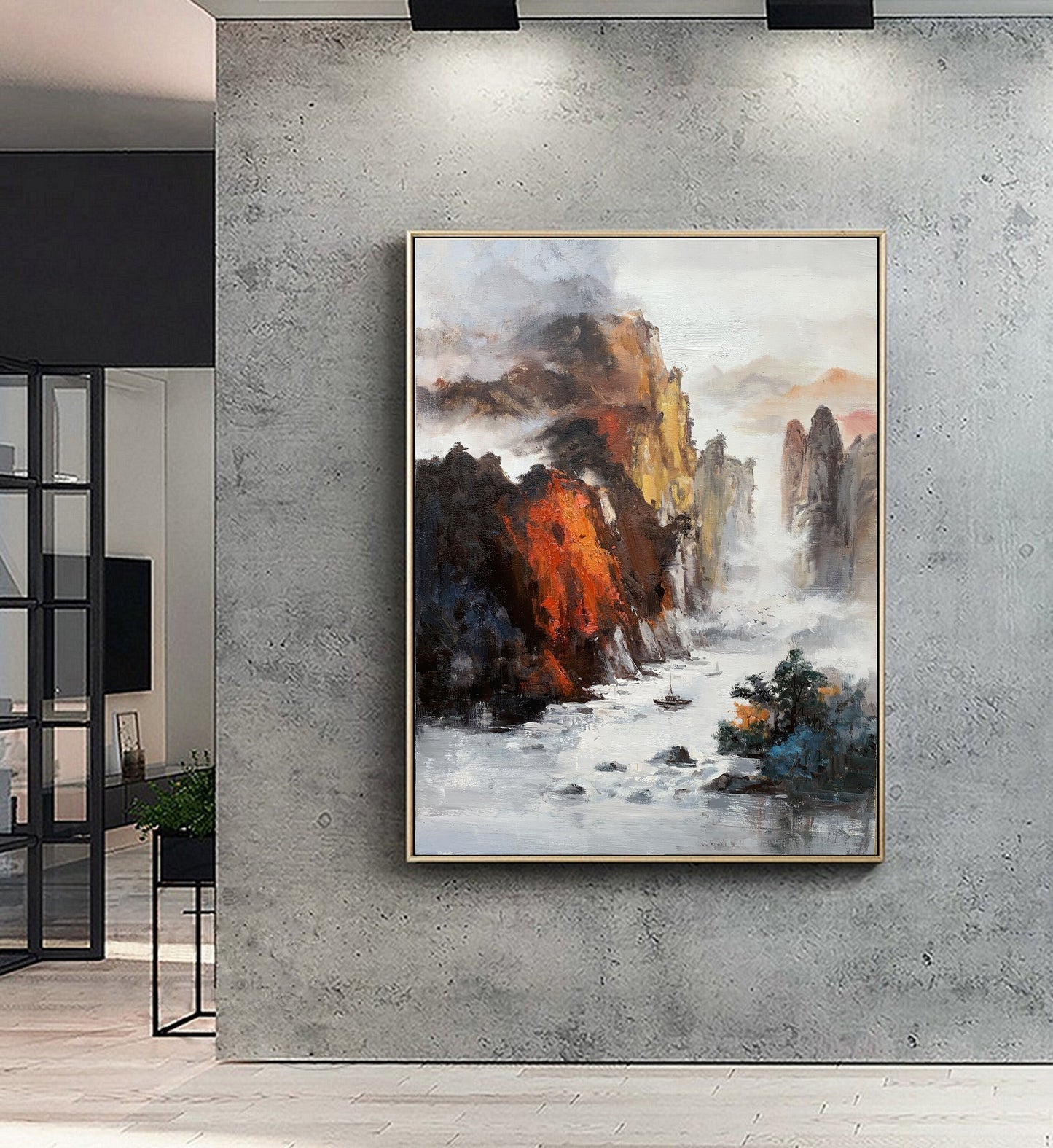 Large mountain landscape painting on Canvas,Sky oil painting,Large Landscape abstract painting,Original landscape painting,Living room art