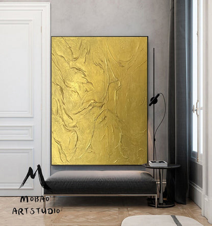 Gold 3D Textured Painting 3D Gold Abstract Painting Large Gold Abstract Painting Gold 3D Minimalist Painting Modern Abstract Painting