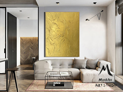 Gold 3D Textured Painting 3D Gold Abstract Painting Large Gold Abstract Painting Gold 3D Minimalist Painting Modern Abstract Painting