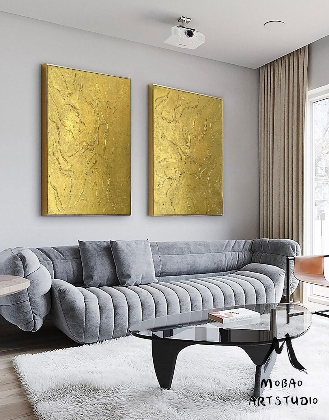 Gold 3D Textured Painting Set of 2 Gold Abstract Painting Gold Abstract Painting Set of 2 Gold Wall Art Gold Textured Wall Art Painting