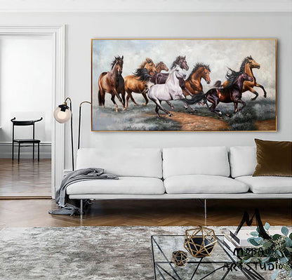 Horse Oil Painting Horse Wall Art Horse Painting Large Canvas Art Horse Decor Large Oil Painting Large Wall Art Living Room Art #M5334