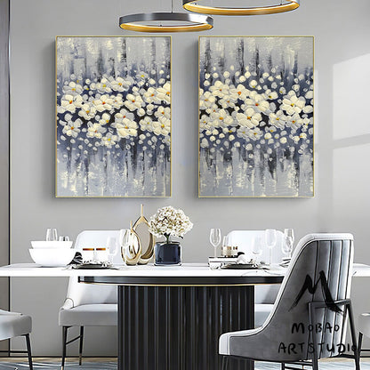 3D Oil Painting Flower On Canvas, Original White Magnolia Flower, 3D Textured Painting,Handmade Art, Large Wall Art, Palette Knife Painting