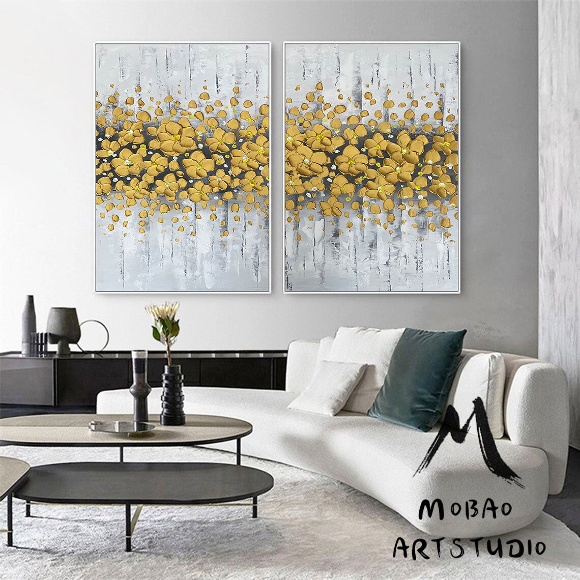 Original Gold Flower, 3D Oil Painting Flower On Canvas, Handmade Art Painting, Large Wall Art, 3D Textured Painting,Palette Knife Painting