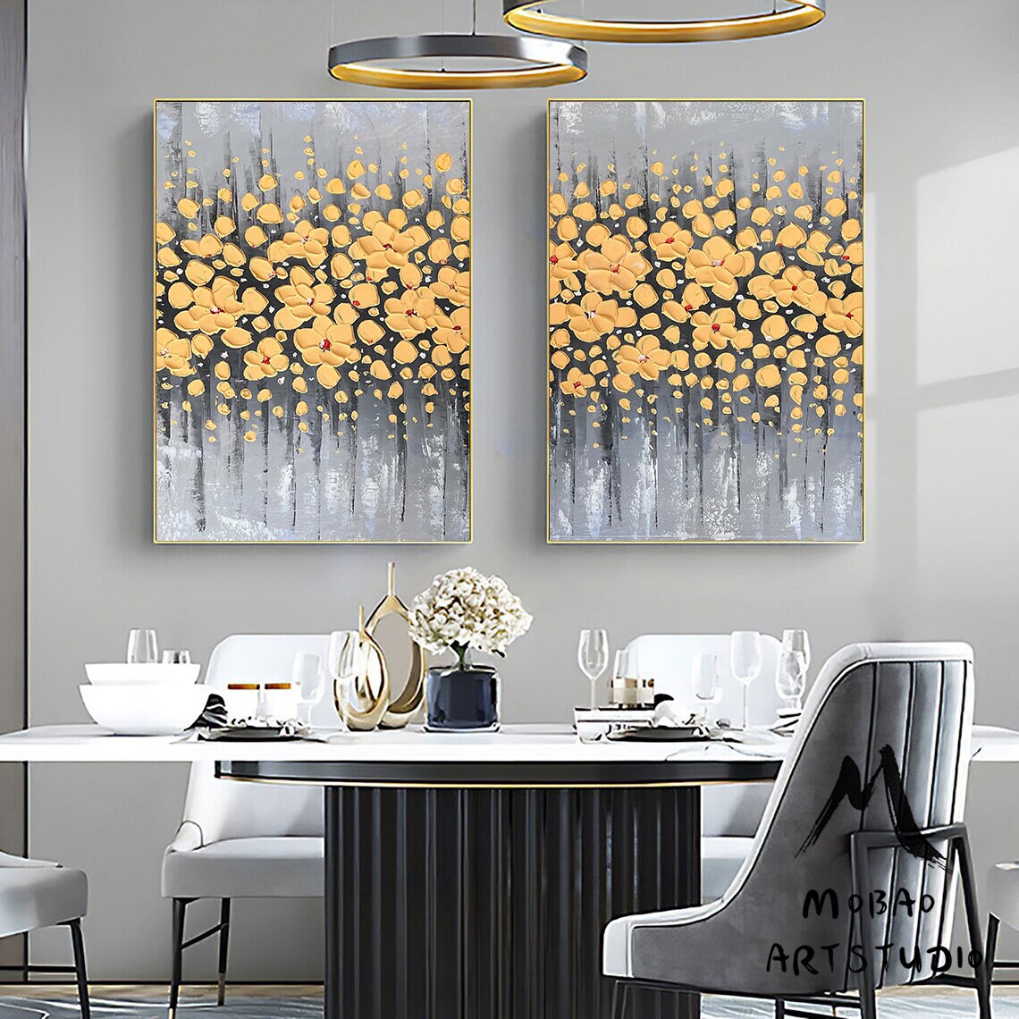 Original Yellow Flower, 3D Oil Painting Flower On Canvas, Large Wall Art, Palette Knife Painting, 3D Textured Painting,Handmade Art Painting