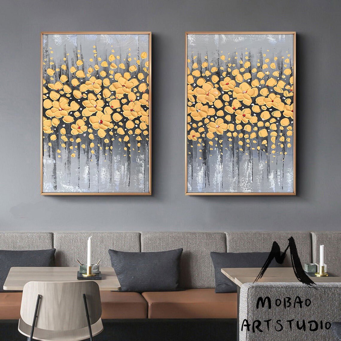 Original Yellow Flower, 3D Oil Painting Flower On Canvas, Large Wall Art, Palette Knife Painting, 3D Textured Painting,Handmade Art Painting