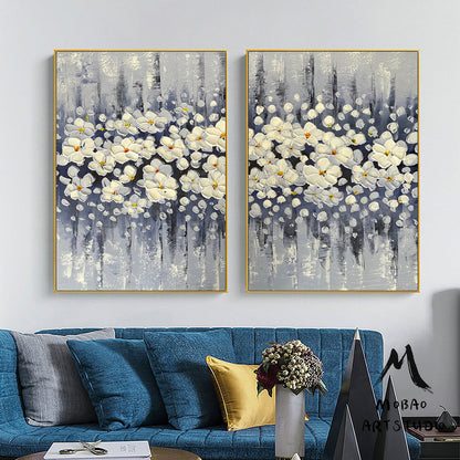3D Oil Painting Flower On Canvas, Original White Magnolia Flower, 3D Textured Painting,Handmade Art, Large Wall Art, Palette Knife Painting