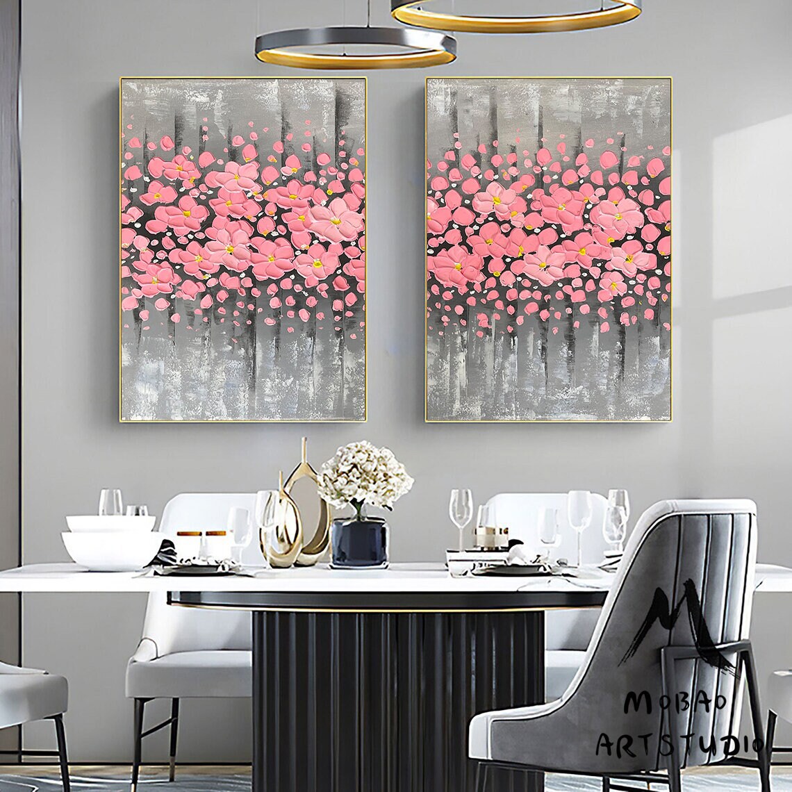 Original Pink Flower 3D Textured Painting, Large Wall Art, Palette Knife Painting, 3D Oil Painting Flower On Canvas,  Handmade Art Painting