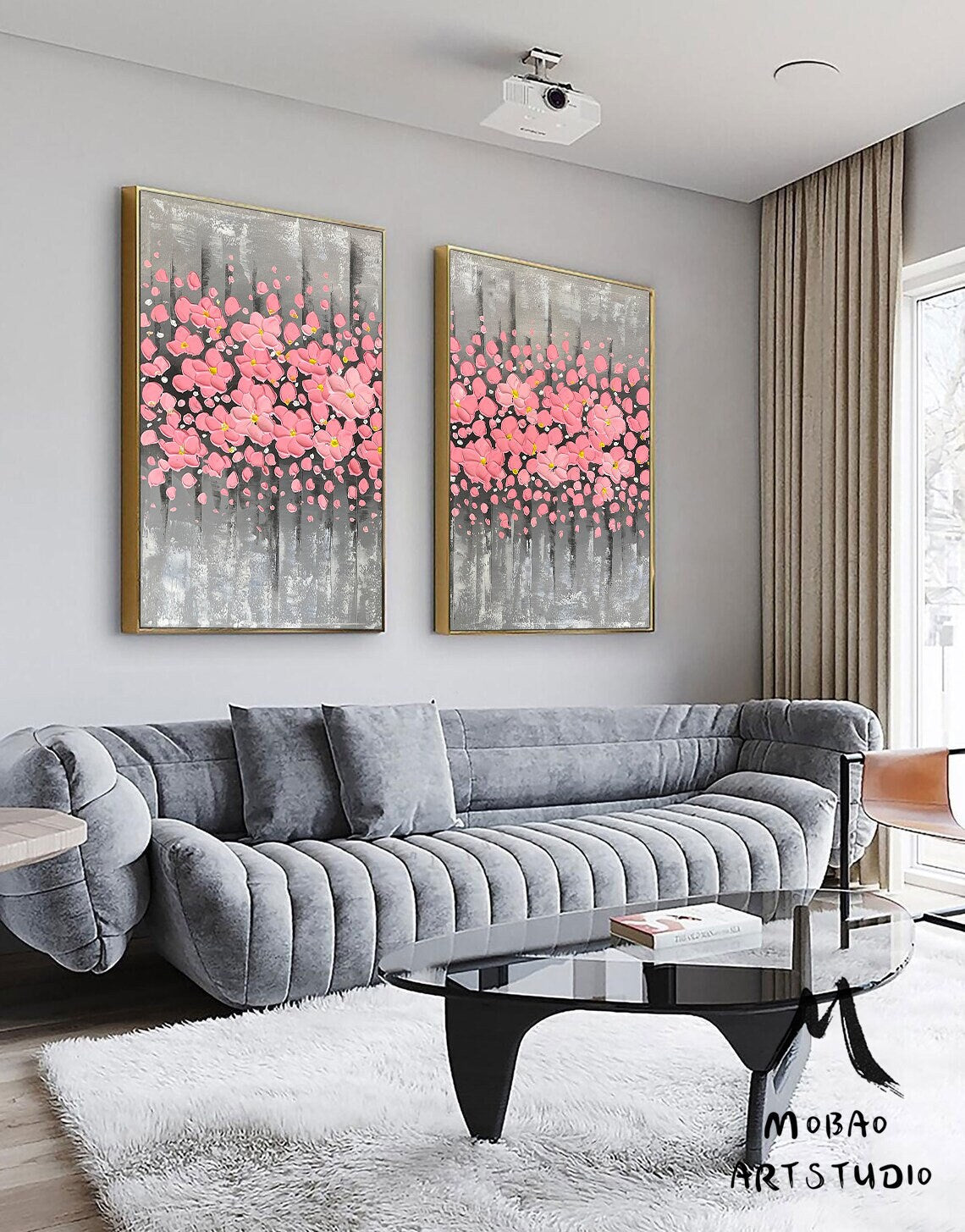 Original Pink Flower 3D Textured Painting, Large Wall Art, Palette Knife Painting, 3D Oil Painting Flower On Canvas,  Handmade Art Painting