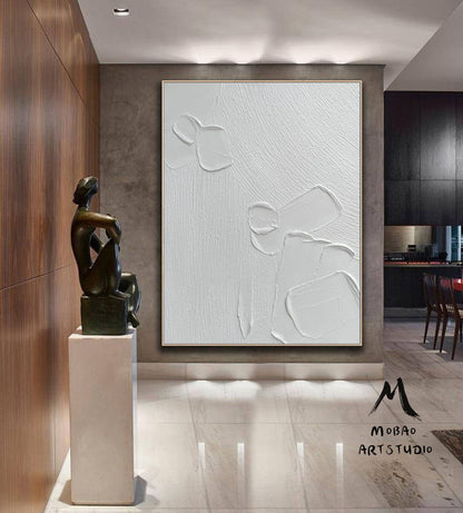 White Abstract Painting White Minimalist Painting White 3D Minimalist Art White Art Painting White Textured Wall Art White Abstract Wall Art