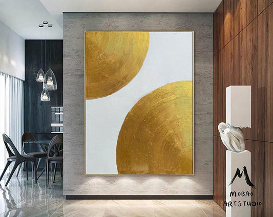 Large White Abstract Art Gold Painting Gold Leaf Textured Painting Gold Abstract Painting Gold Minimalist Painting Modern Abstract Painting