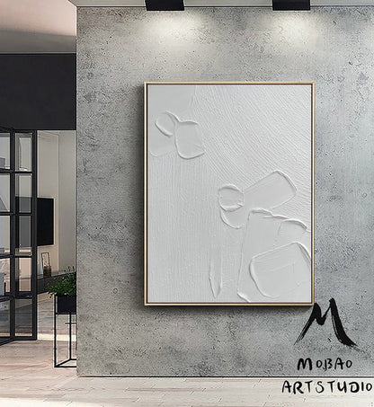 White Abstract Painting White Minimalist Painting White 3D Minimalist Art White Art Painting White Textured Wall Art White Abstract Wall Art