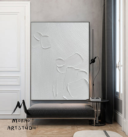 White Abstract Painting White Minimalist Painting White 3D Minimalist Art White Art Painting White Textured Wall Art White Abstract Wall Art