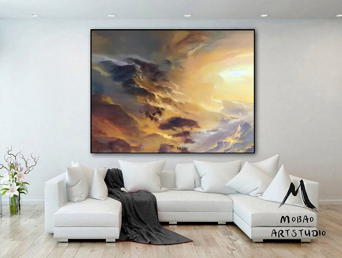 Extra Large Canvas, Modern wall art, Large landscape painting on Canvas, Cloud Art, Cloud Painting, Large Cloud wall art,Minimalist painting