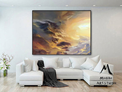 Extra Large Canvas, Modern wall art, Large landscape painting on Canvas, Cloud Art, Cloud Painting, Large Cloud wall art,Minimalist painting