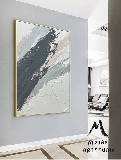 Original Gray 3D Texture Abstract Art Painting Beige Art Textured Painting White Minimalist Painting Large Abstract Canvas Art Neutral Art