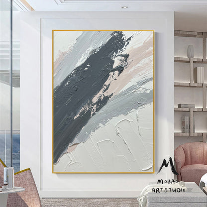 Original Gray 3D Texture Abstract Art Painting Beige Art Textured Painting White Minimalist Painting Large Abstract Canvas Art Neutral Art