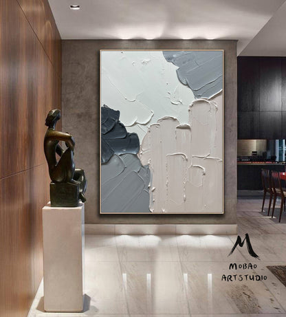 Beige Minimalist Texture Art Neutral Textured Painting Original White Abstract Painting 3D Texture Art Large Abstract Canvas Art Neutral Art