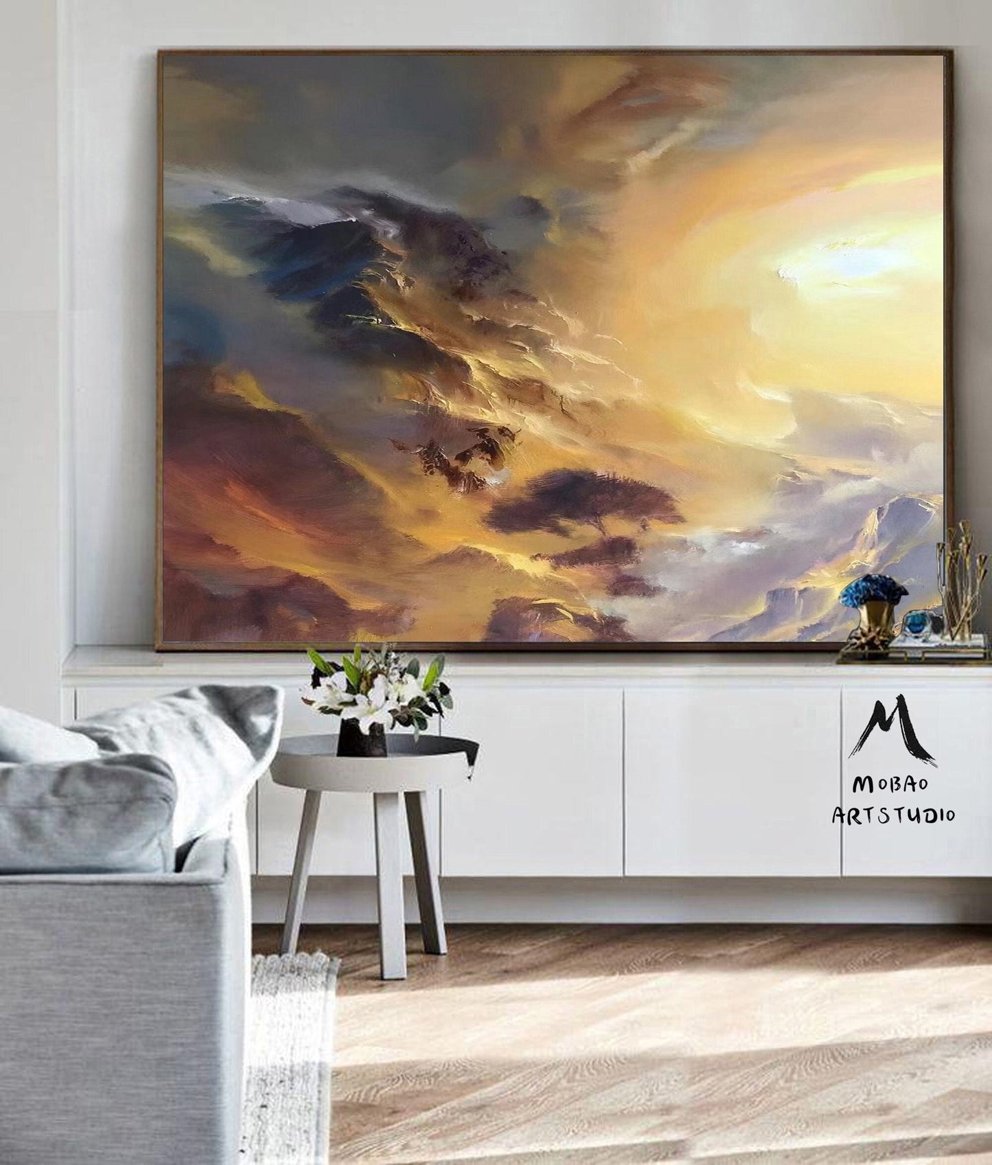 Extra Large Canvas, Modern wall art, Large landscape painting on Canvas, Cloud Art, Cloud Painting, Large Cloud wall art,Minimalist painting