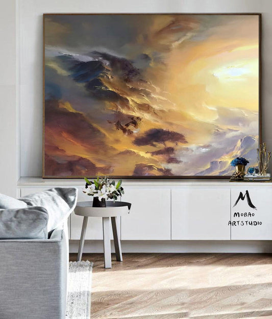 Extra Large Canvas, Modern wall art, Large landscape painting on Canvas, Cloud Art, Cloud Painting, Large Cloud wall art,Minimalist painting