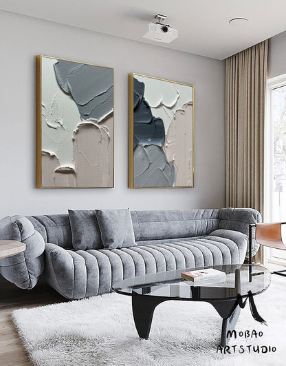 Original White Abstract Painting Gray Texture Art 3D Texture Art Minimalist Wall Art Large Abstract Canvas Art Boho Wall Art Neutral Art
