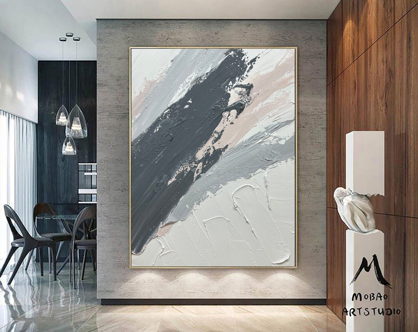 Original Gray 3D Texture Abstract Art Painting Beige Art Textured Painting White Minimalist Painting Large Abstract Canvas Art Neutral Art
