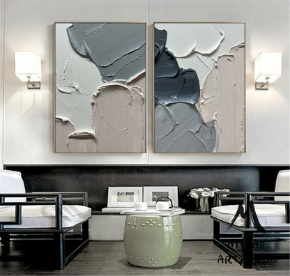 Original White Abstract Painting Gray Texture Art 3D Texture Art Minimalist Wall Art Large Abstract Canvas Art Boho Wall Art Neutral Art