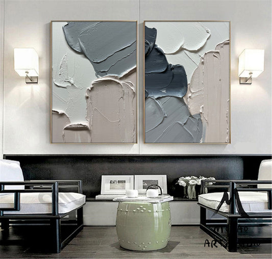 Original White Abstract Painting Gray Texture Art 3D Texture Art Minimalist Wall Art Large Abstract Canvas Art Boho Wall Art Neutral Art