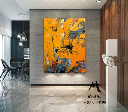 Extra Large Painting On Canvas,Large Orange Abstract Painting, Contemporary Art Large Yellow Painting Abstract Art, Modern Oil Painting