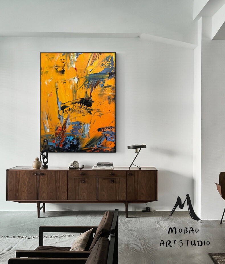 Extra Large Painting On Canvas,Large Orange Abstract Painting, Contemporary Art Large Yellow Painting Abstract Art, Modern Oil Painting