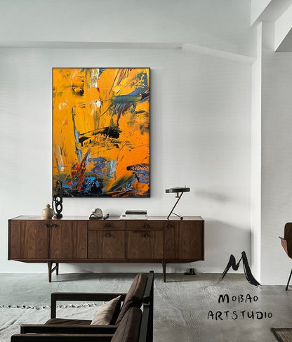 Extra Large Painting On Canvas,Large Orange Abstract Painting, Contemporary Art Large Yellow Painting Abstract Art, Modern Oil Painting