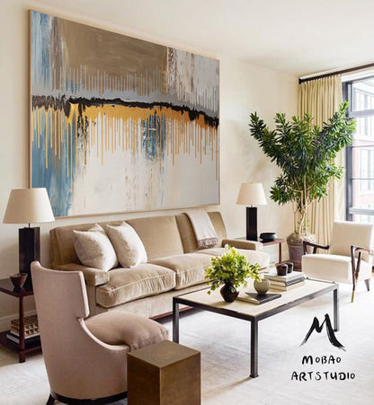 Gold Abstract Painting Boho Wall Art Abstract Painting Beige Minimalist Art Painting Large Texture Abstract Painting Brown Abstract Painting