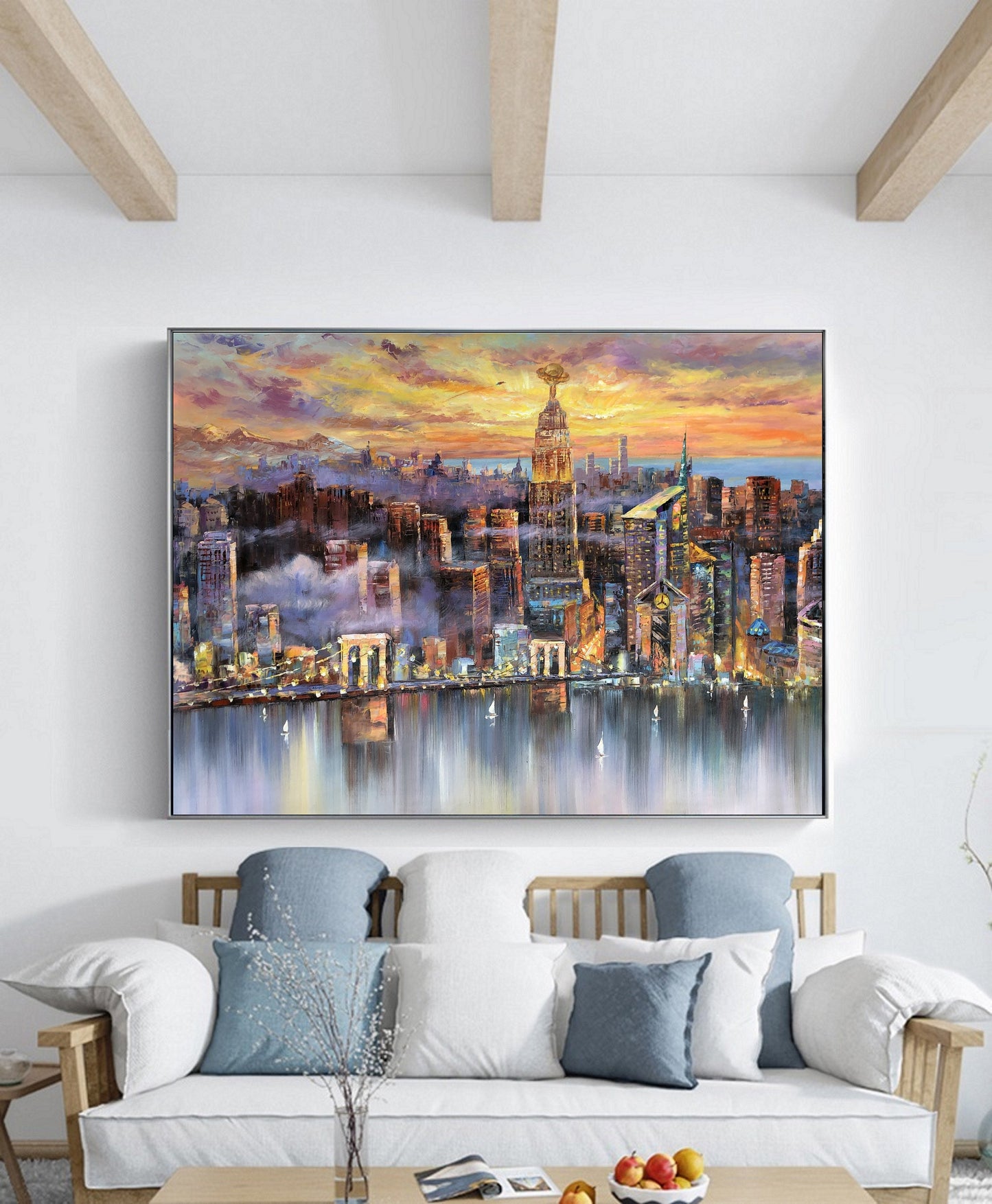 Original Urban abstract painting, Future New York City Landscape painting, City abstract art painting, City painting,Large wall art painting