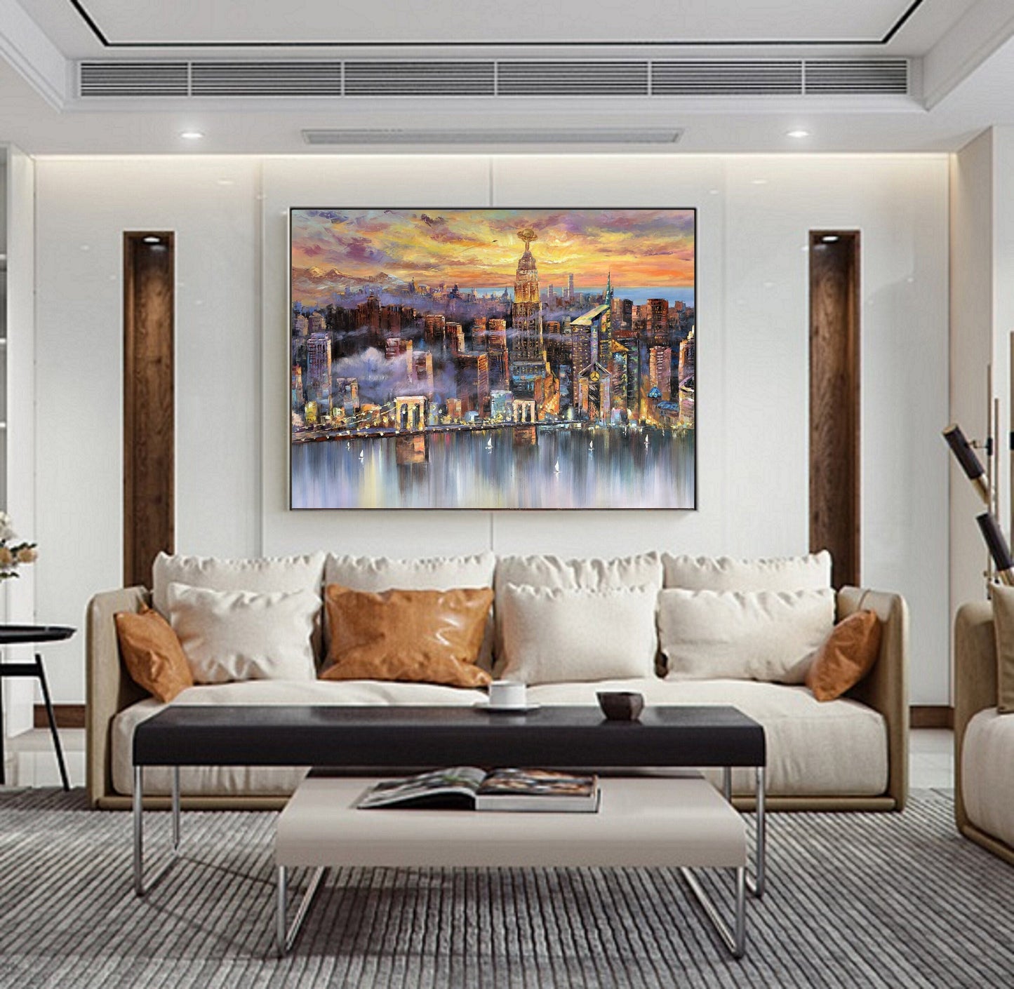 Original Urban abstract painting, Future New York City Landscape painting, City abstract art painting, City painting,Large wall art painting