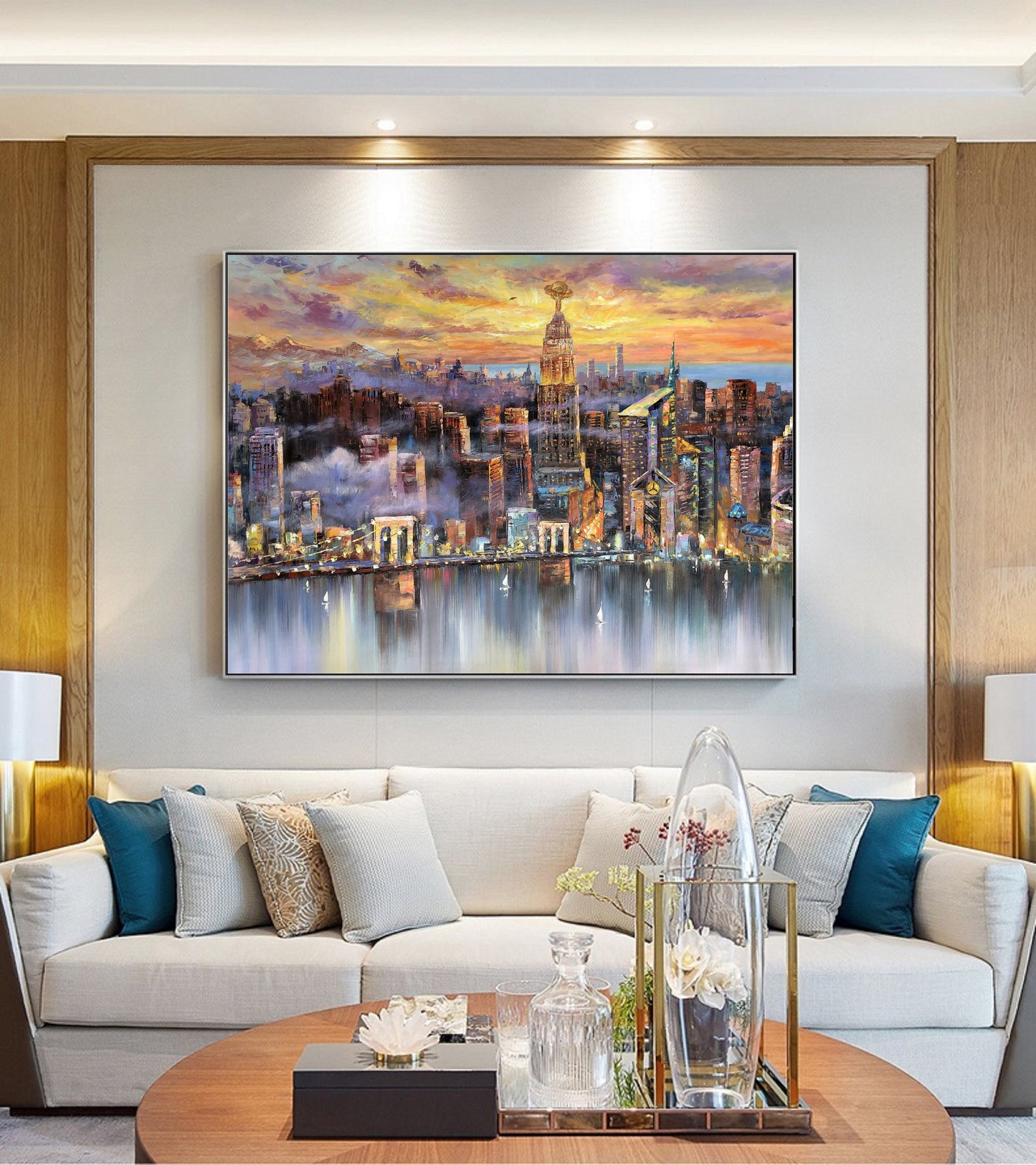 Original Urban abstract painting, Future New York City Landscape painting, City abstract art painting, City painting,Large wall art painting